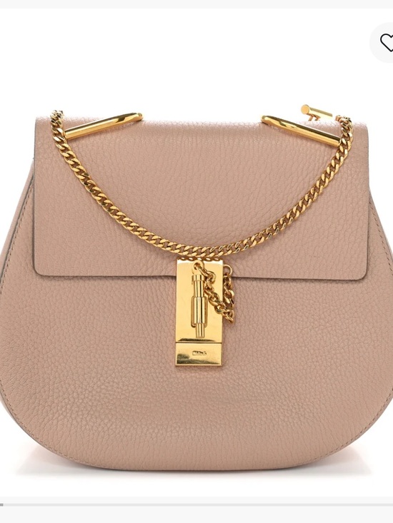Chloe Handbags - CHLOE Grained Lambskin Mini Drew Shoulder Bag Cement Pink